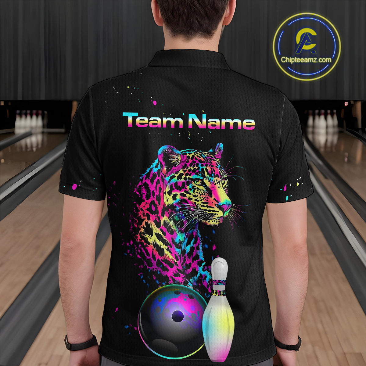 Custom Multicolor Leopard Bowling Shirts For Men Bowling Team Shirt Polo & 1/4 Zip HNT134