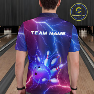 Purple Lightning Bowling Shirts for Men Women Custom Team Bowling Jerseys MBL155