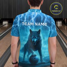 Load image into Gallery viewer, Lightning Wolf Bowling Shirts for Team Women Men Custom Blue Wolf Bowling Jerseys MBL193