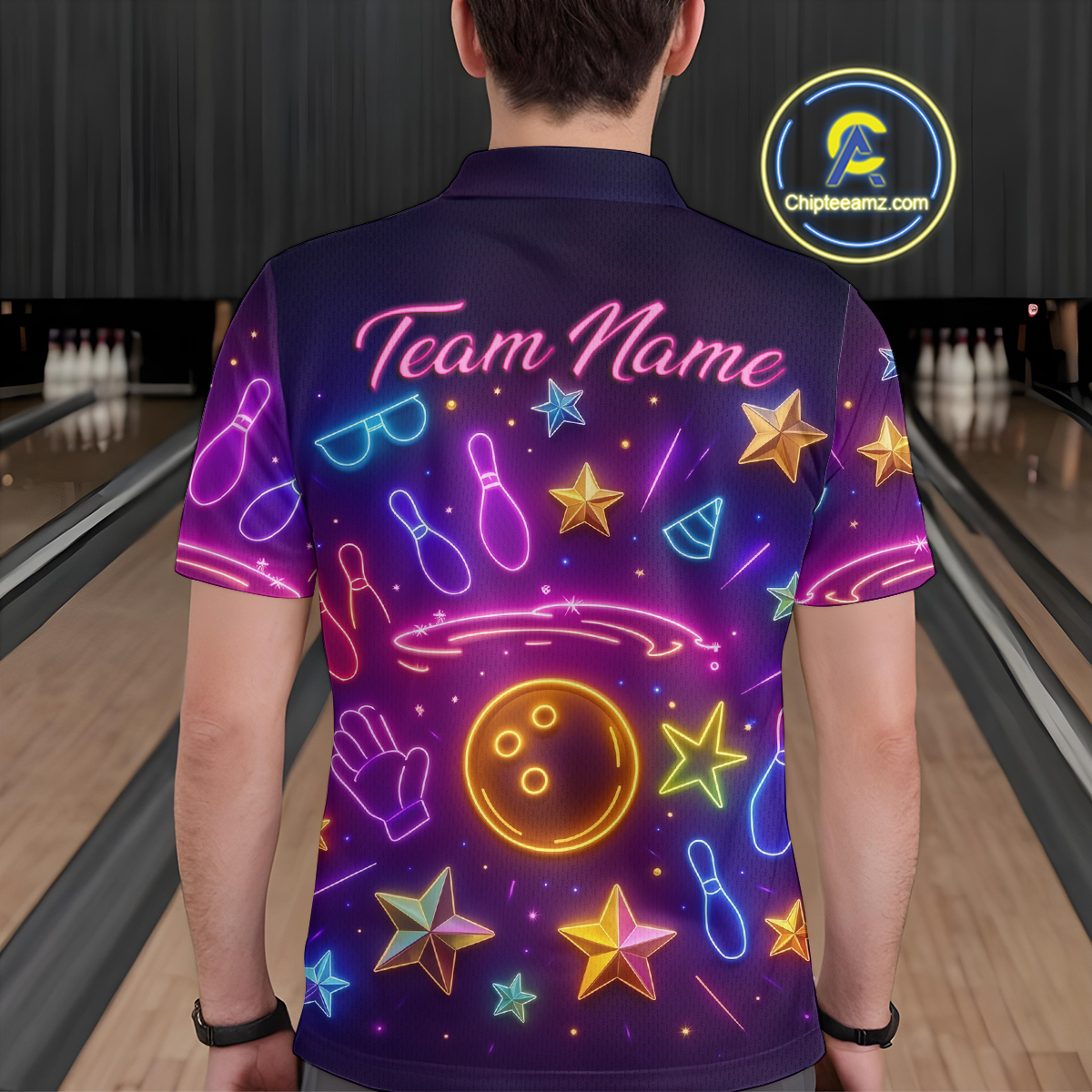 Custom Neon Bowling Shirt Polo & Quarter-Zip Shirts for Men Gift Bowling Jersey League QZT744