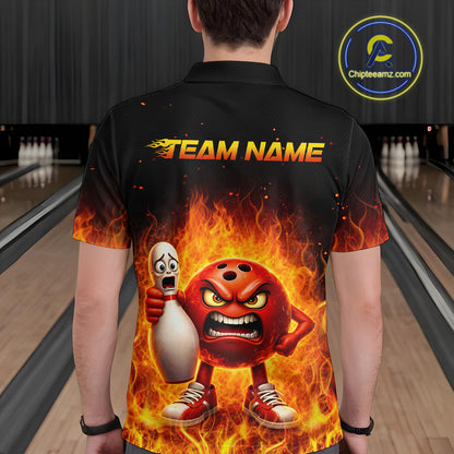 Flaming Bowling Shirts for Team Women Men Bowling Polo & 1/4 Zip Shirt Custom MBL244