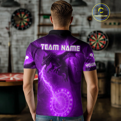 Custom Dragon Lightning Purple Dartboard Dart Team Shirt For Men, Outfits Dart Jerseys NYN1073