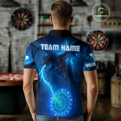 Custom Dragon Lightning Blue Dartboard Dart Team Shirt For Men, Outfits Dart Jerseys NYN1071