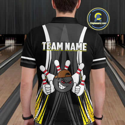 Custom Funny Bowling Men Shirts Bowling Uniform Polo & 1/4 Zip Bowling Team Jerseys HNT101