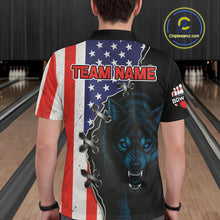 Load image into Gallery viewer, Patriotic Wolf Bowling Shirts for Team Men Women Wolf Bowling Jerseys American Flag MBL203