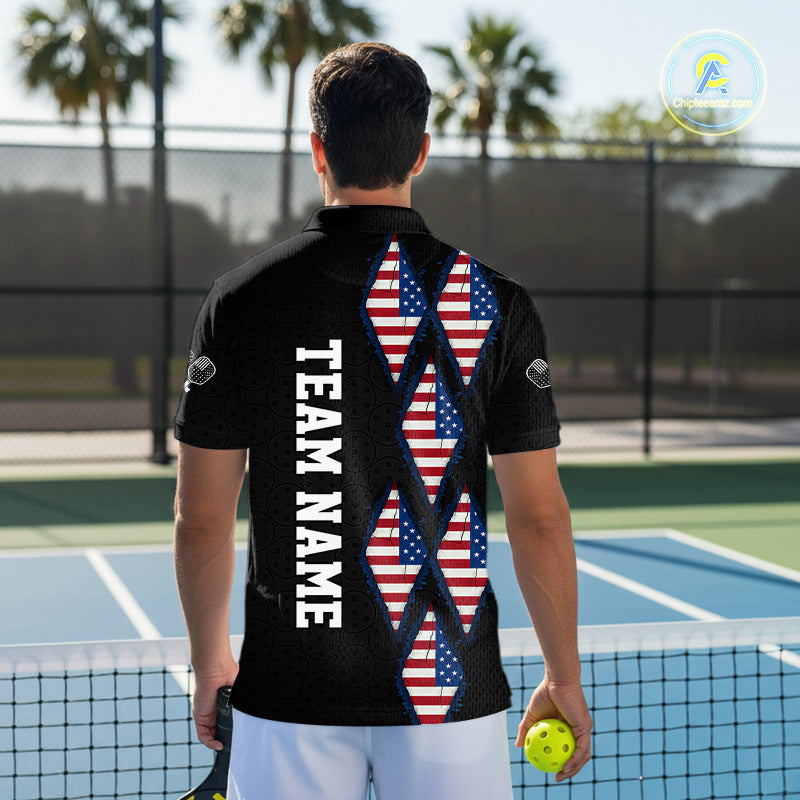 Custom USA Flag Pickleball Ball Jerseys For Men Patriotic Pickleball Paddle League Shirts NYN2133