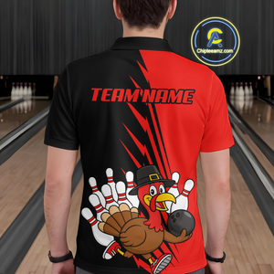 Red Turkey Bowling Shirts for Women Men Team Custom Bowling Jerseys Thanksgiving MBL180