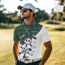 Load image into Gallery viewer, Green White Funny Golf Ball Pattern Mens Golf Polo Shirts Custom Golf Outfits Men, Green Golf Tops NHT784
