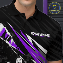 Load image into Gallery viewer, Custom Purple Funny Bowling Jersey for Men Bowling Uniform Polo &amp; 1/4 Zip Bowling Team Shirts HNT128