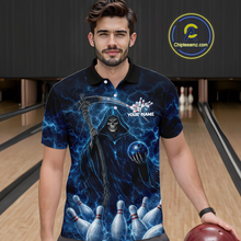 Load image into Gallery viewer, Blue Thunder Lightning Bowling Shirt for Men Bowling League Jersey Polo &amp; Quarter-Zip Bowling Outfit QZT932