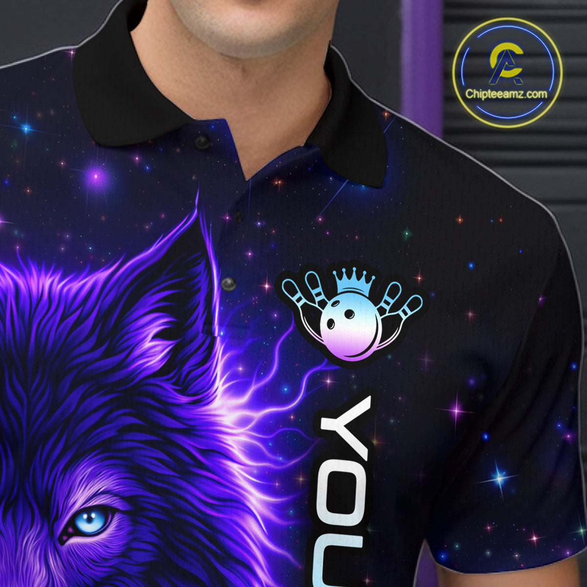 Custom Galaxy Wolf Bowling Jersey for Men Bowling Uniform Polo &1/4 Zip Bowling Team Shirts HNT251