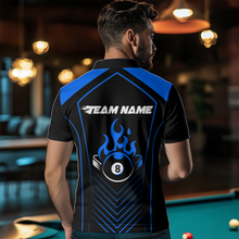 Load image into Gallery viewer, Customized Blue 8 Ball Pool Crown Men's Billiard Shirts, Billiard Team Shirts Polo &amp; 1/4 Zip Shirts NNT37