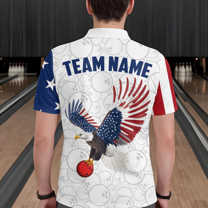 American Bowling Polo Shirt Men & Women Custom Eagle Bowling Team Jersey Patriotic BDT560