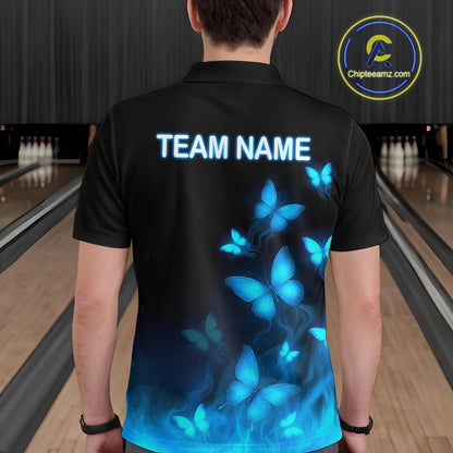 Blue Butterflies Bowling Shirts Women Men Team Custom Bowling Jerseys for Bowlers MBL138
