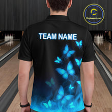 Load image into Gallery viewer, Blue Butterflies Bowling Shirts Women Men Team Custom Bowling Jerseys for Bowlers MBL138