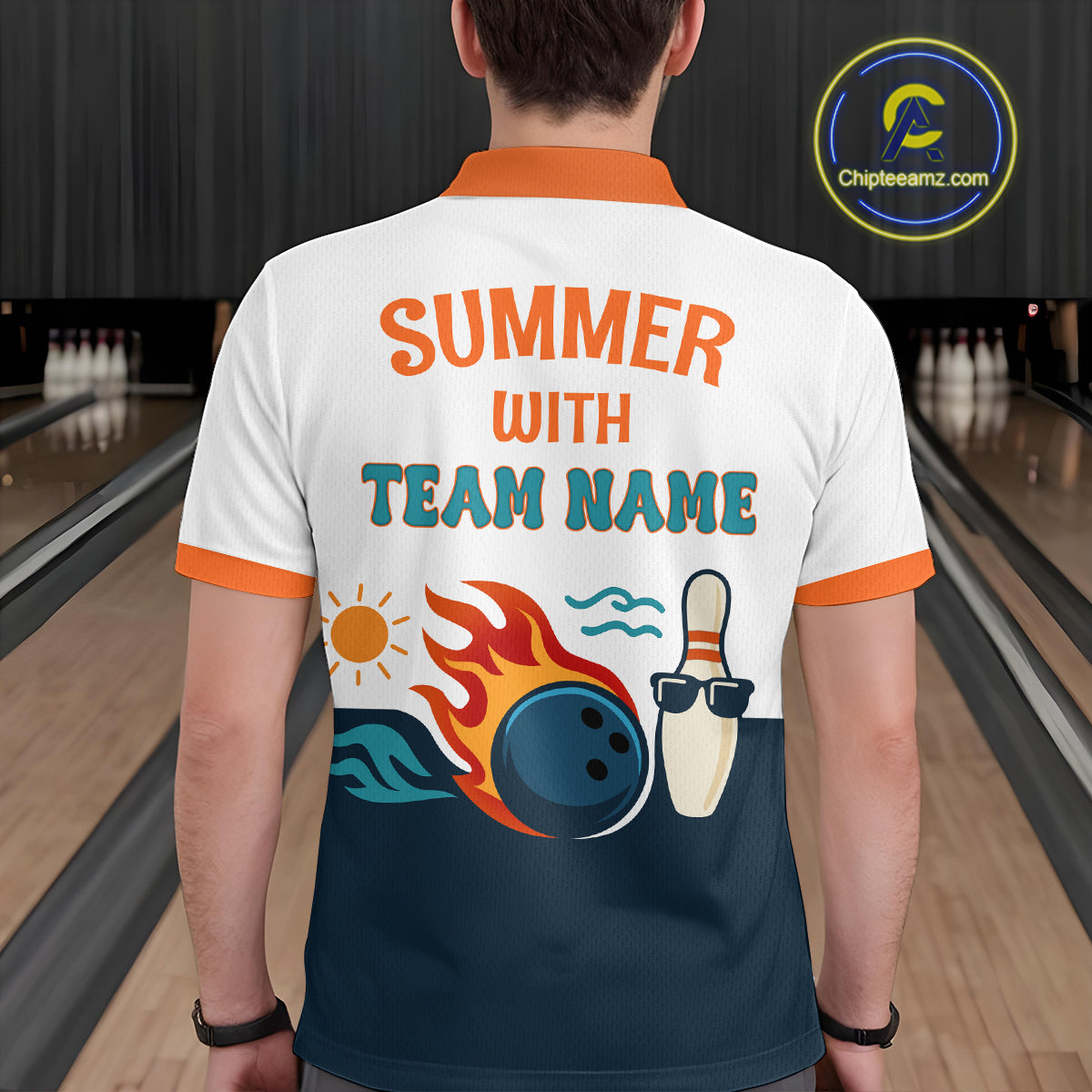 Personalized Flame Bowling Shirt Polo Bowling Summer with Team Name Gift for Bowlers QZT697