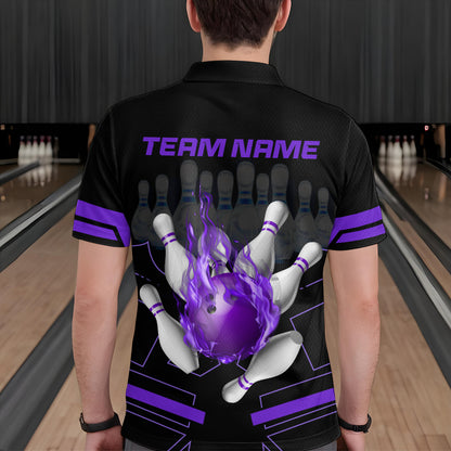 Custom Flame Bowling Jersey For Men Bowling Team Shirt League Bowling Polo Shirt BDT303