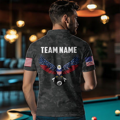 Billiard Shirt for Men US Flag Eagle Billiard Jersey 8 Ball Billiard for Men Team Shirt NNT24