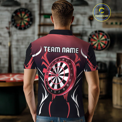 Men’s Custom Dart Shirt, Red-To-Black Color With Lightning Dartboard Dart Jersey NYN0247