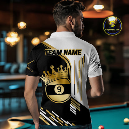Personalized Golden 9 Ball Pool Crown Billiard Shirt For Men Custom Billiard Team Jerseys Uniform TDM4183