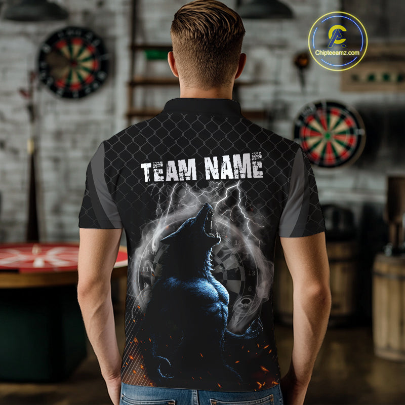 Men's Custom Darts Jersey With Thunder Wolfs & Dark Geometric Pattern NYN0283