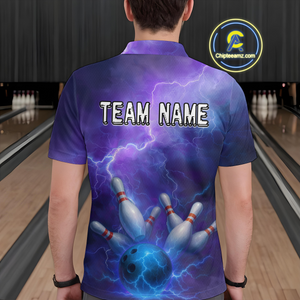 Custom Purple Lightning Bowling Shirts for Men Women Team MBL157