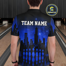Load image into Gallery viewer, Blue Bowling Custom Men Bowling Shirt Polo &amp; Quarter-Zip Bowling Team Jerseys HNT66