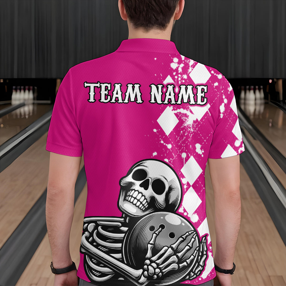 Skull Bowling Shirt for Men Custom Bowling Jersey Bowling Polo Shirt QZT245