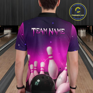 Purple Galaxy Bowling Shirts for Men Women Custom Team Bowling Jersey for Bowlers MBL125