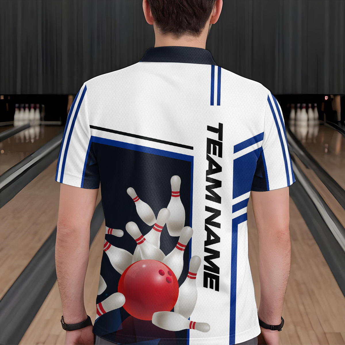 Bowling Jersey for Men Custom Bowling Team Shirts with Name Bowling League Polo & 1/4 Zip HNT30