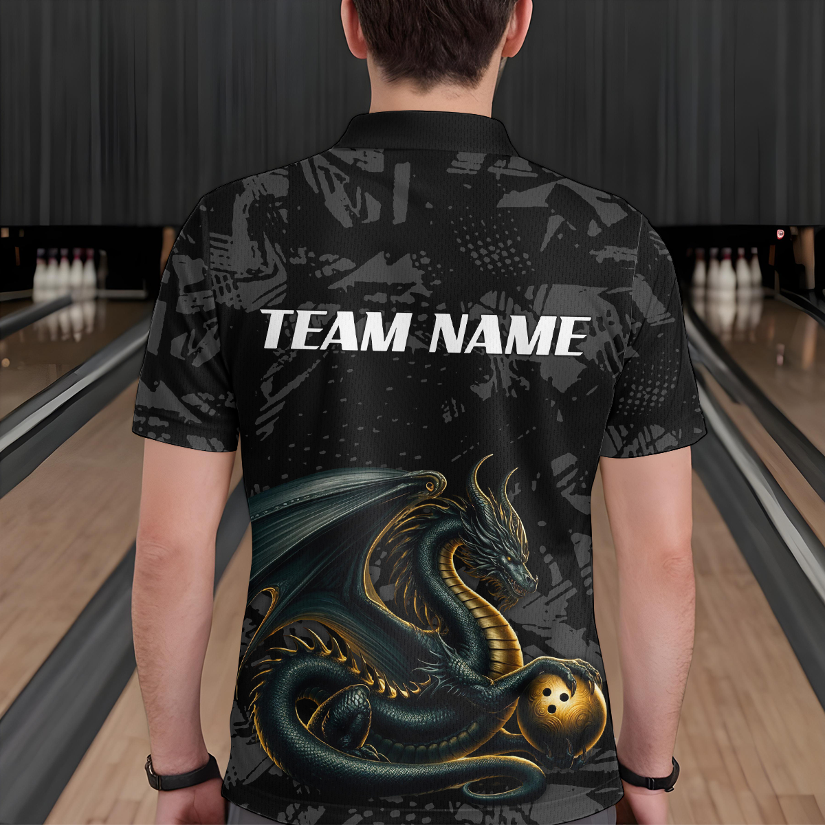 Dragon Bowling Team Shirt Custom Dragon Bowling Jersey Polo Bowling Performance QZT640