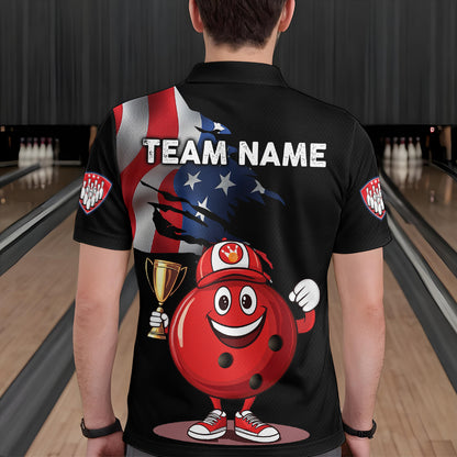 Custom Funny Bowling Jersey for Men Bowling Team Shirts Bowling Uniform Polo & 1/4 Zip HNT159