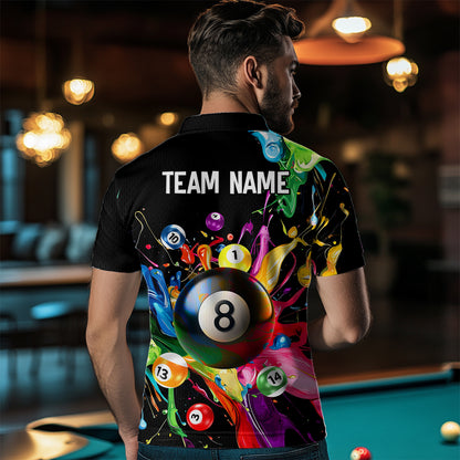 Colorful Ball Billiard Jersey Personalized Billiard Shirt for Men, Billiard Team Jersey Polo & 1/4 Zip NNT31