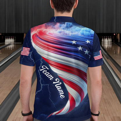 American Bowling Shirt for Men Women Custom Polo Bowling Team League QZT616