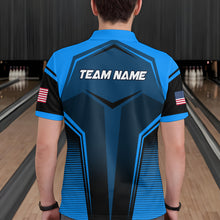 Load image into Gallery viewer, Custom Blue Bowling Jersey for Men Bowling Team Shirts Bowling Uniform Polo &amp; 1/4 Zip HNT158
