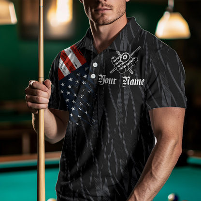 Billiard Shirt American Flag Eagle Billiard Jersey for Men Polo & 1/4 Zip Shirt Team NNT01