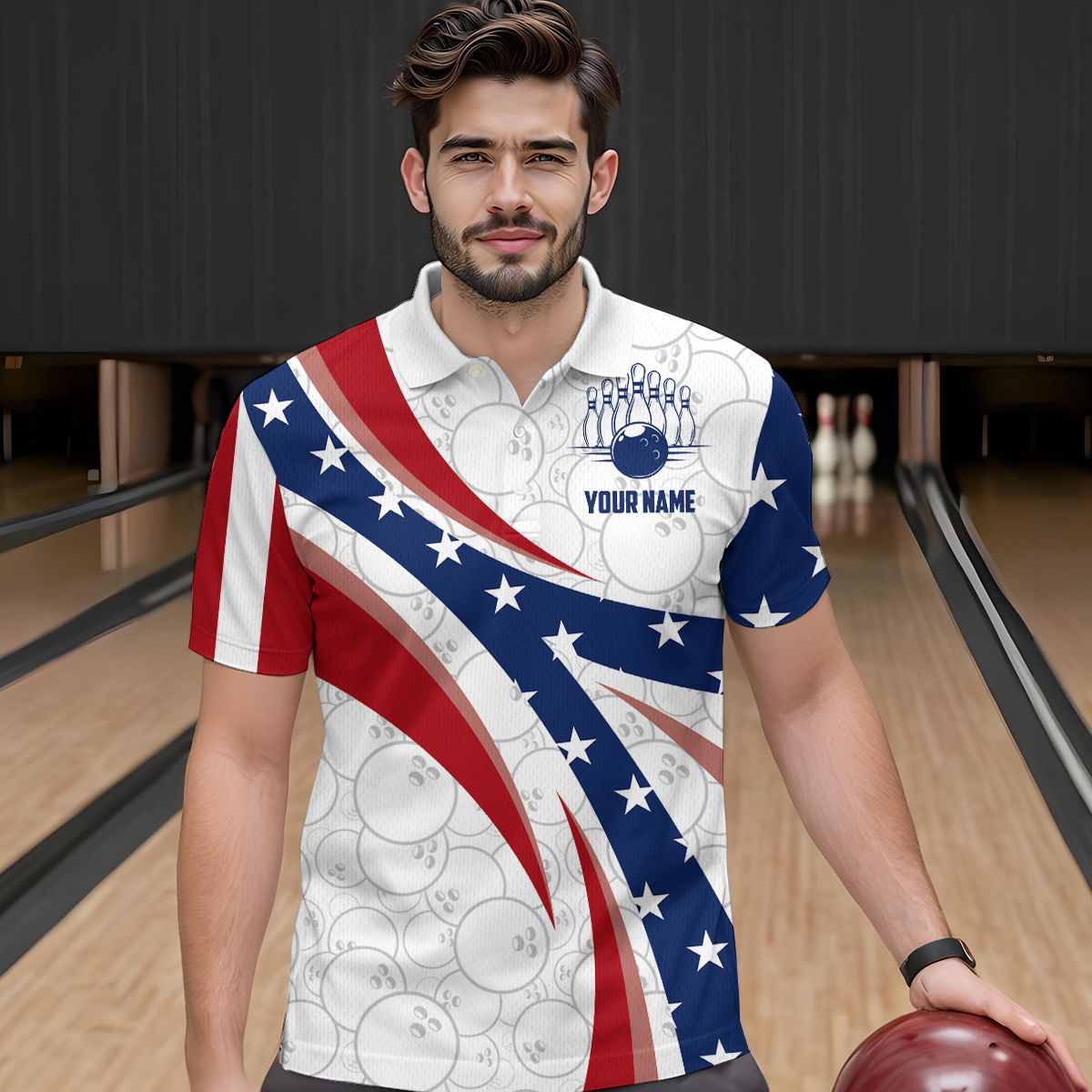 American Bowling Polo Shirt Men & Women Custom Eagle Bowling Team Jersey Patriotic BDT560