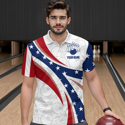 American Bowling Polo Shirt Men & Women Custom Eagle Bowling Team Jersey Patriotic BDT560