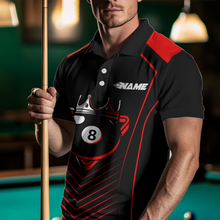 Load image into Gallery viewer, Customized Red 8 Ball Pool Crown Men's Billiard Shirts, Billiard Team Shirts Polo &amp; 1/4 Zip Shirts NNT37