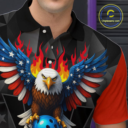 Eagle US Flag Bowling Custom Men Bowling Shirt Polo & Quarter-Zip Bowling Team Jerseys HNT67