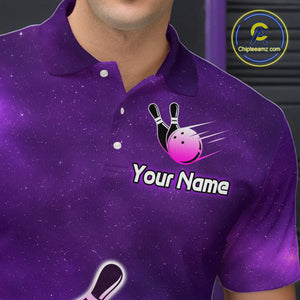 Purple Neon Bowling Shirts for Women Men Custom Team Bowling Polo & Quarter Zip MBL127