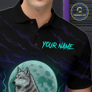 Teal And Purple Wolf & Skull Bowling Team Shirt for Men Custom Bowling League Jersey Bowling Unisex QZT750