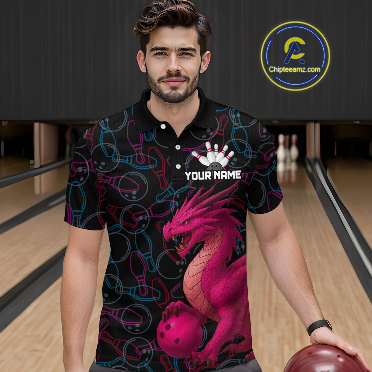 Pink Dragon Bowling Shirt Custom Bowling Jerseys for Men Women with Team Name MBL89
