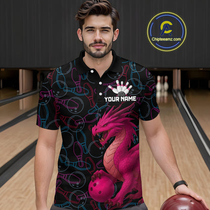 Pink Dragon Bowling Shirt Custom Bowling Jerseys for Men Women with Team Name MBL89