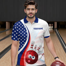 Load image into Gallery viewer, Personalized US Flag Funny Bowling Shirt for Men 3D Bowling Jersey Shirts Polo &amp; Quarter-zip with Team HNT08