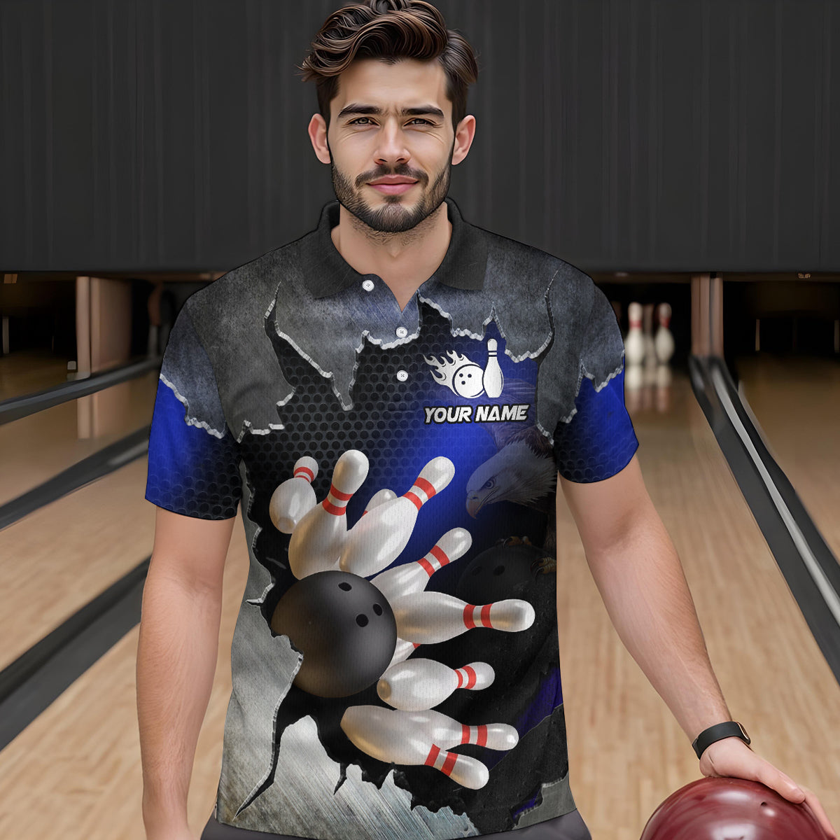 Custom Eagle Blue Bowling Shirt for Men Women Team Eagle Bowling Jersey Shirts MBL77