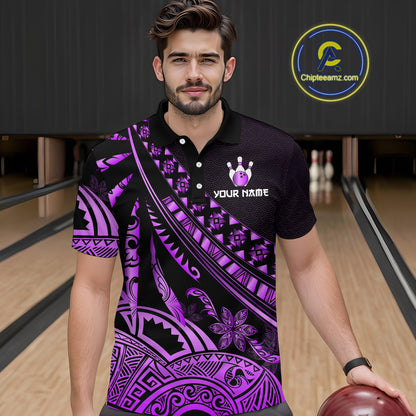 Purple Vintage Bowling Custom Men Bowling Shirt Polo & Quarter-Zip Bowling Team Jerseys HNT69
