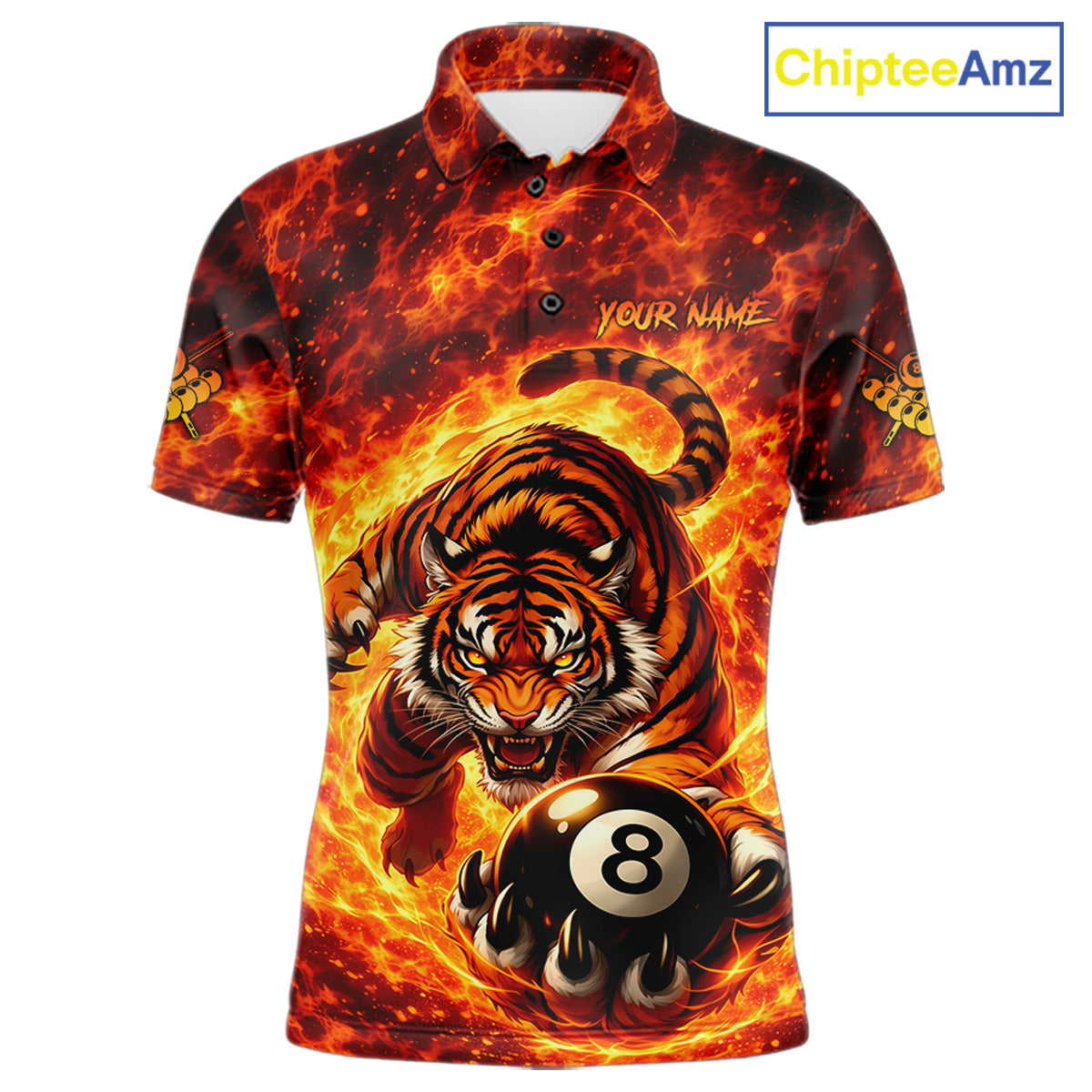 Red Flames Wolf Claw Hold 8 Ball 3D Unique Billiard Shirt For Men Personalized Pool Balls Shirts NYN2651