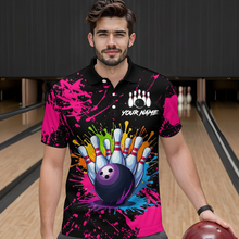 Load image into Gallery viewer, Custom Pink Watercolor Bowling Shirts for Men Women Team Funny Bowling Jersey MBL45