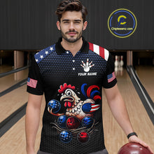 Load image into Gallery viewer, Custom American Flag Funny Chicken Bowling Team Jersey for Men Polo Bowling Shirt Unisex QZT710